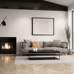 Living room mockup real estate aesthetic, Generative AI