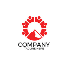 Climber Meeting Logo, Mountain logo, People Logo