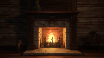 Warmly fireplace to the cozy home where you want to go on a cold winter day. Generative AI Technology 