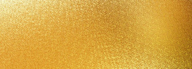 Gold foil background with light reflections. Golden textured wall. 3D rendering.
