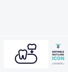 partial denture icon. Thin line partial denture icon from dental health collection. Editable partial denture symbol can be used web and mobile