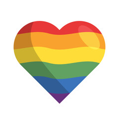 Lgbt pride heart. Rainbow flag love symbol. Diversity and freedom. Flat style vector icon with shadows and sparks.