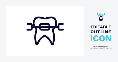 brackets icon. Thin line brackets icon from dental health collection. Editable brackets symbol can be used web and mobile