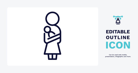 Fototapeta premium mother and baby icon. Thin line mother and baby icon from people and relation collection. Outline vector. Editable mother and baby symbol can be used web and mobile