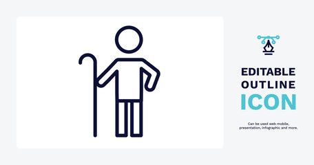 shepherd icon. Thin line shepherd icon from people and relation collection. Outline vector. Editable shepherd symbol can be used web and mobile