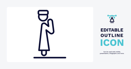 takbir icon. Thin line takbir icon from people and relation collection. Outline vector. Editable takbir symbol can be used web and mobile