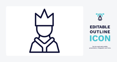 emperor icon. Thin line emperor icon from people and relation collection. Outline vector. Editable emperor symbol can be used web and mobile