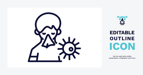 sickness icon. Thin line sickness icon from people and relation collection. Outline vector. Editable sickness symbol can be used web and mobile