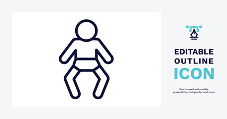 Fototapeta premium baby with diaper icon. Thin line baby with diaper icon from people and relation collection. Outline vector. Editable baby with diaper symbol can be used web and mobile