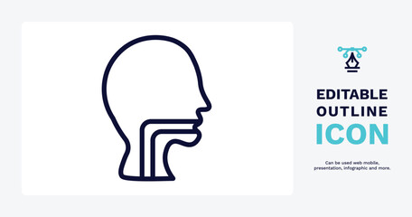 throat icon. Thin line throat icon from people and relation collection. Outline vector. Editable throat symbol can be used web and mobile
