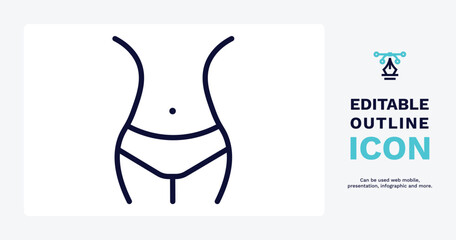 hips icon. Thin line hips icon from people and relation collection. Outline vector. Editable hips symbol can be used web and mobile