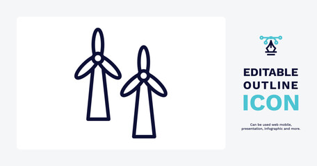 Fototapeta premium windmills icon. Thin line windmills icon from tools and utensils collection. Outline vector. Editable windmills symbol can be used web and mobile