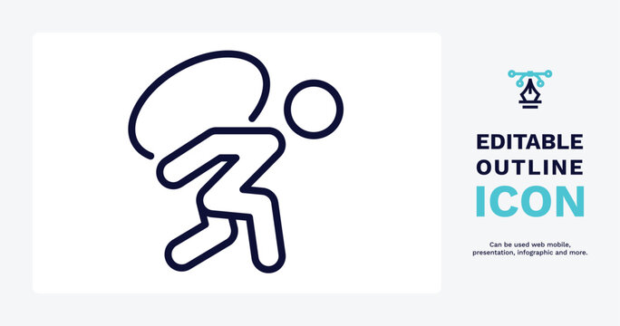 burden icon. Thin line burden icon from people and relation collection. Outline vector. Editable burden symbol can be used web and mobile