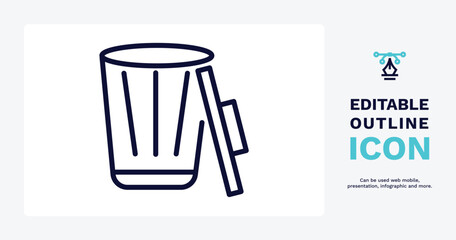 trash can open icon. Thin line trash can open icon from tools and utensils collection. Outline vector. Editable trash can open symbol can be used web and mobile