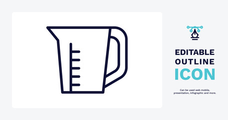 pitcher with levels icon. Thin line pitcher with levels icon from tools and utensils collection. Outline vector. Editable pitcher with levels symbol can be used web and mobile - obrazy, fototapety, plakaty