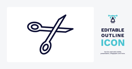 open scissors icon. Thin line open scissors icon from tools and utensils collection. Outline vector. Editable open scissors symbol can be used web and mobile