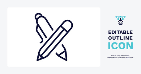 writing tool icon. Thin line writing tool icon from tools and utensils collection. Outline vector. Editable writing tool symbol can be used web and mobile