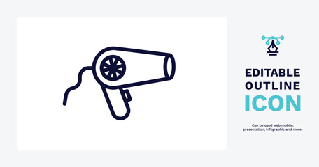 blow dryer icon. Thin line blow dryer icon from electronic device and stuff collection. Outline vector isolated on white background. Editable blow dryer symbol can be used web and mobile