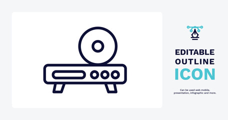 dvd player icon. Thin line dvd player icon from electronic device and stuff collection. Outline vector isolated on white background. Editable dvd player symbol can be used web and mobile
