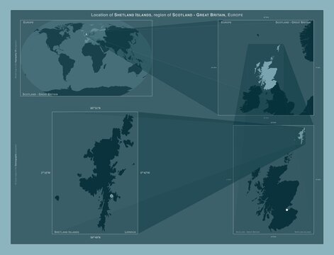 Shetland Islands, Scotland - Great Britain. Described location diagram