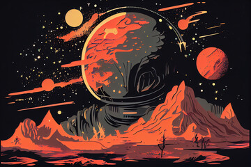 Background in 60s, 70s, 80s style. Wallpaper or poster blank