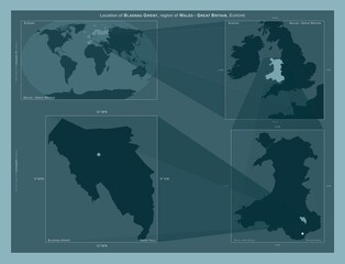 Blaenau Gwent, Wales - Great Britain. Described location diagram