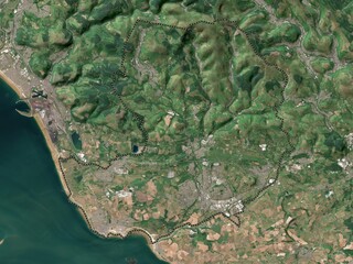 Bridgend, Wales - Great Britain. Low-res satellite. No legend
