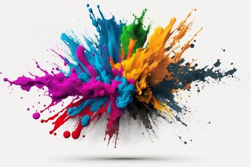 A Burst of Colors on a White Background. AI