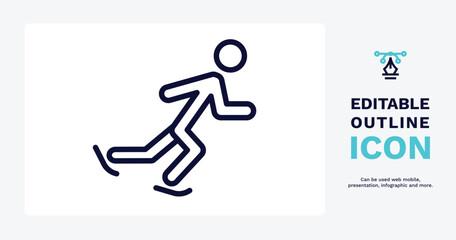 ice skating man icon. Thin line ice skating man icon from sport and games collection. Outline vector isolated on white background. Editable ice skating man symbol can be used web and mobile