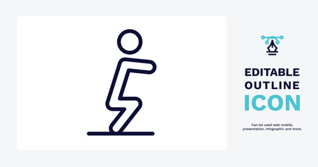 squat icon. Thin line squat icon from sport and games collection. Outline vector isolated on white background. Editable squat symbol can be used web and mobile