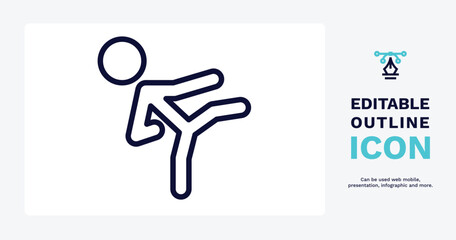 karate fighter icon. Thin line karate fighter icon from sport and games collection. Outline vector isolated on white background. Editable karate fighter symbol can be used web and mobile
