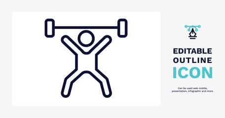 weight lifting icon. Thin line weight lifting icon from sport and games collection. Outline vector isolated on white background. Editable weight lifting symbol can be used web and mobile