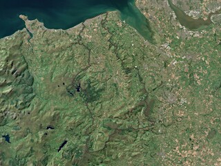 Denbighshire, Wales - Great Britain. Low-res satellite. No legend