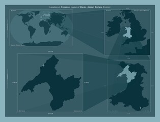 Gwynedd, Wales - Great Britain. Described location diagram