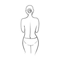 Fototapeta premium A beautiful woman in a bikini stands with her back. Stock illustration isolated on white background.