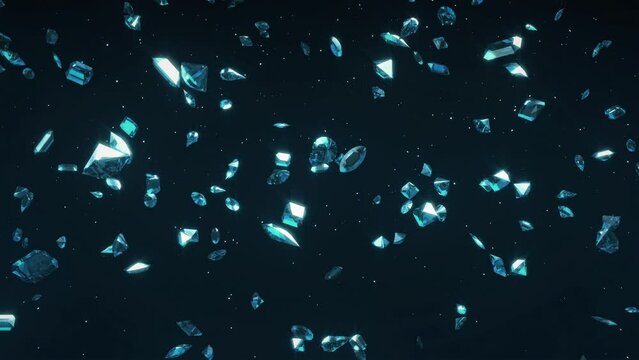 Falling Blue Diamonds and Gems - Seamless Loop Background