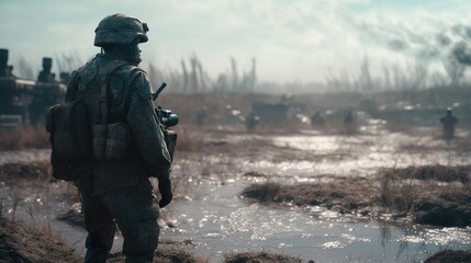 Kampf ums Wasser / Krieg / Soldat / generative AI