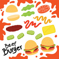 beef burger element for infographic or poster