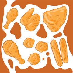 fried chicken illustration for poster and recipe book