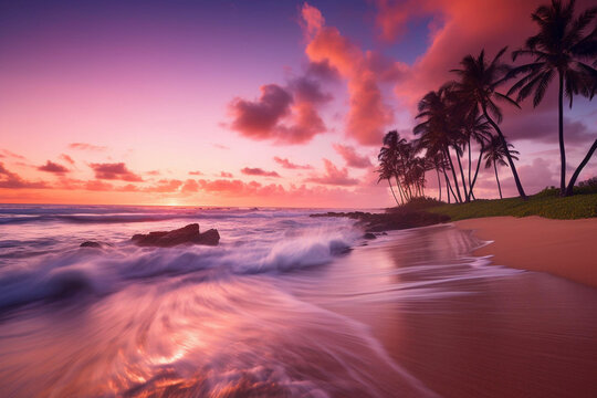 A tranquil beach scene with gently waves 