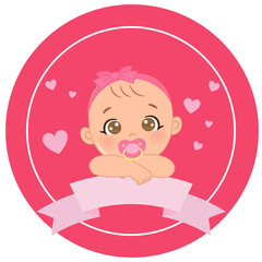 baby girl with name to fill on pink background