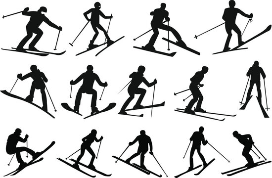 Skier silhouette vectors