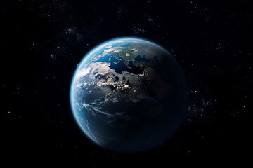 Fototapeta na wymiar Nightly Earth planet in outer space. City lights on planet generated by AI
