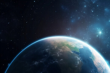 Fototapeta na wymiar Nightly Earth planet in outer space. City lights on planet generated by AI
