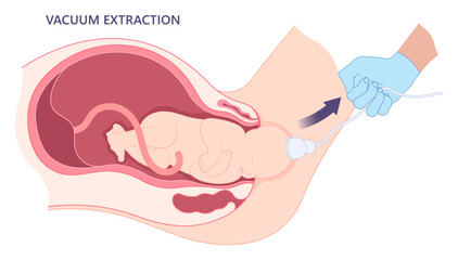 Occiput Anterior Delivery to pull baby from uterus Forceps Assisted Childbirth Vacuum Vaginal Cesarean C Section the procedure in medical labor facial palsy fetal and scalp edema pain