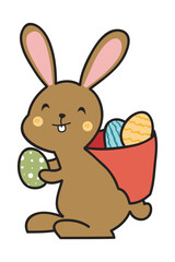Fototapeta premium Cute and Funny Bunny Rabbit With Easter Egg. Bunny Easter Illustration.