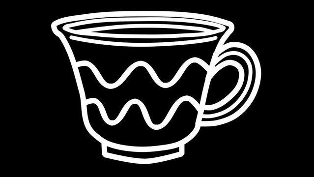 Doodle Tea Cup Utensil Outline Drawing 1
