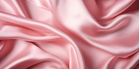 pink silk satin fabric wave or silk wavy folds generated by AI. 