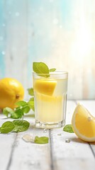 Cool freshly homemade lemonade and lemon. Generative AI