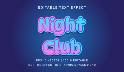 Night club 3d editable text effect template